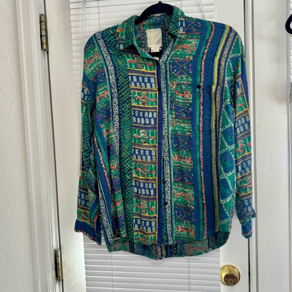Vintage Tops - Vintage 70s Button Down Patterned Shirt